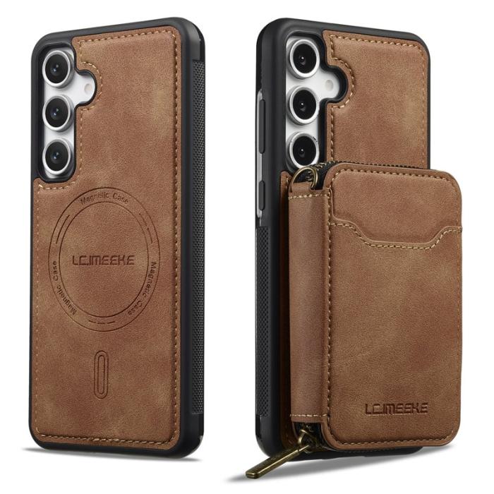 LC.imeeke - LC.IMEEKE L6 för Samsung Galaxy S25 FE Fodral - Äkta läder - Brun