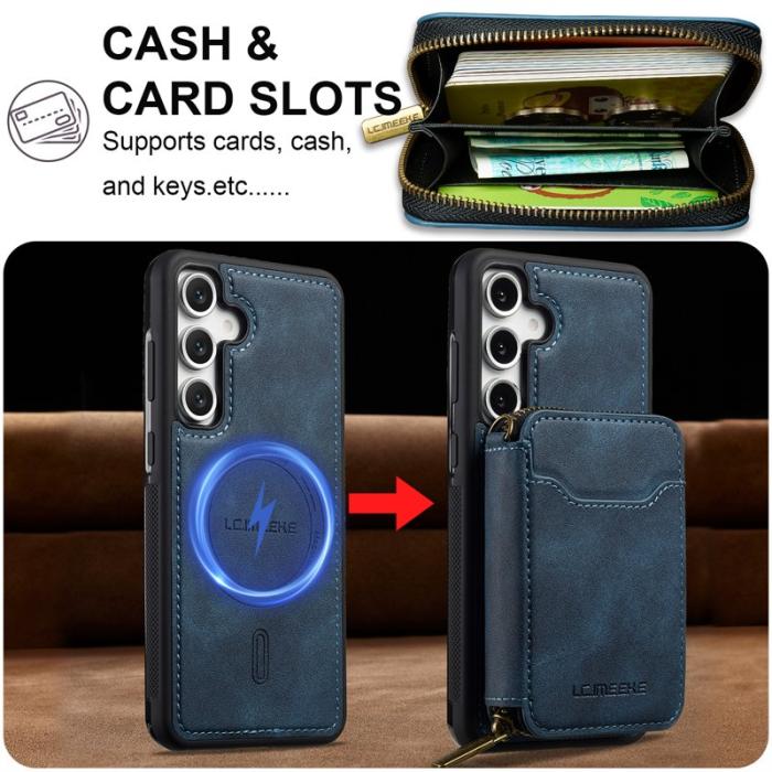 LC.imeeke - LC.IMEEKE L6 för Samsung Galaxy S25 FE Fodral - Läder - Blå