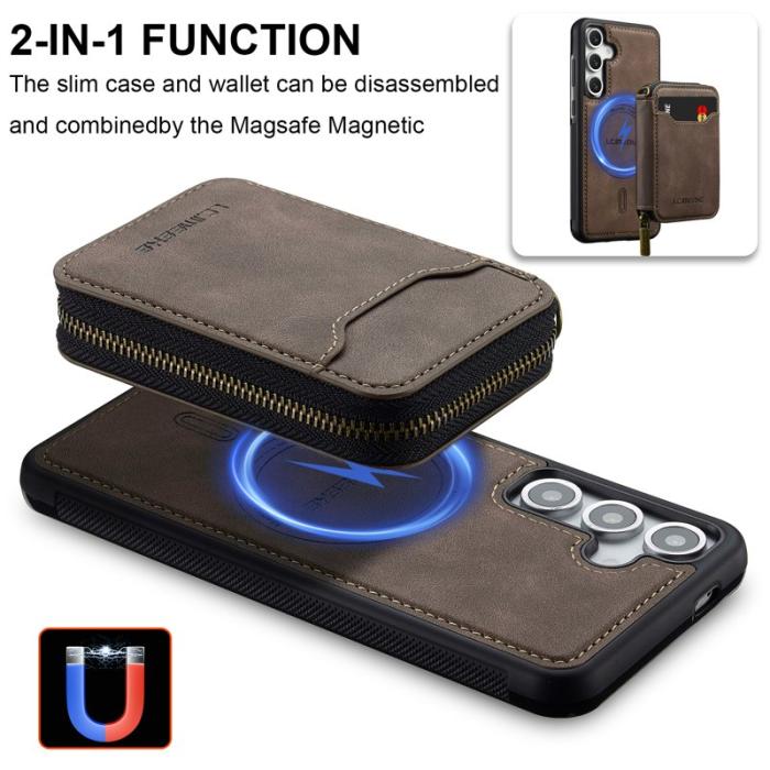 LC.imeeke - LC.IMEEKE L6 för Samsung Galaxy S25 Fodral - Äkta läder - Kaffe