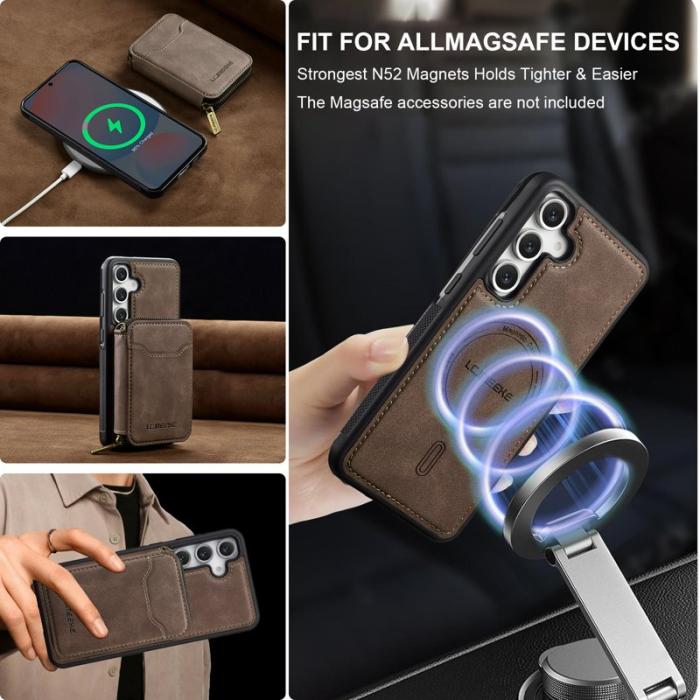 LC.imeeke - LC.IMEEKE L6 för Samsung Galaxy S25 Fodral - Äkta läder - Kaffe