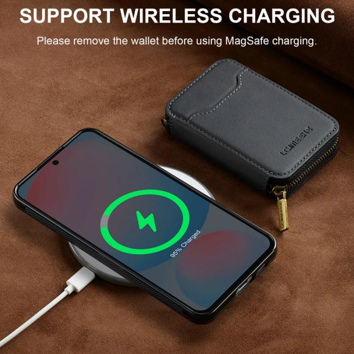 LC.imeeke - LC.IMEEKE L6 för Samsung Galaxy S25 Fodral - Äkta läder - Svart