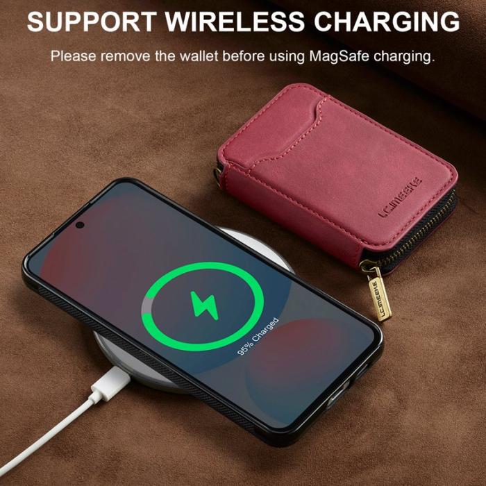 LC.imeeke - LC.IMEEKE L6 för Samsung Galaxy S25 Plånboksfodral - Röd Konstläder