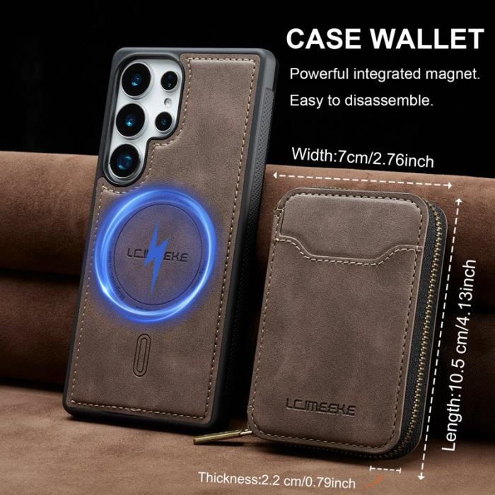 LC.imeeke - LC.IMEEKE L6 för Samsung Galaxy S25 Ultra Fodral - Äkta läder - Coffee