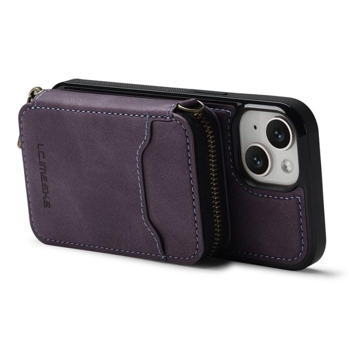 LC.imeeke - LC.IMEEKE L6 Fodral för iPhone 13 mini - Äkta läder - Lila