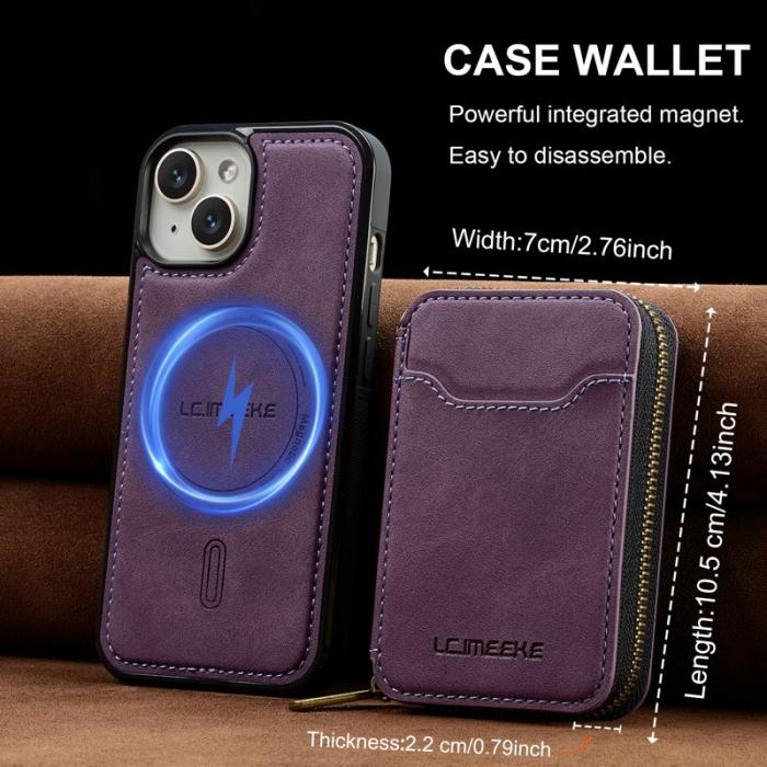 LC.imeeke - LC.IMEEKE L6 Fodral för iPhone 13 mini - Äkta läder - Lila