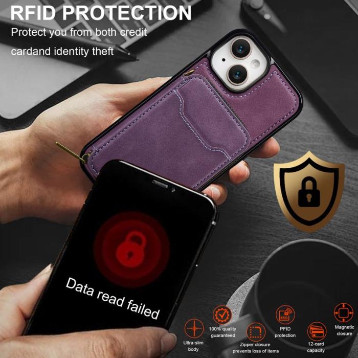 LC.imeeke - LC.IMEEKE L6 Fodral för iPhone 13 mini - Äkta läder - Lila