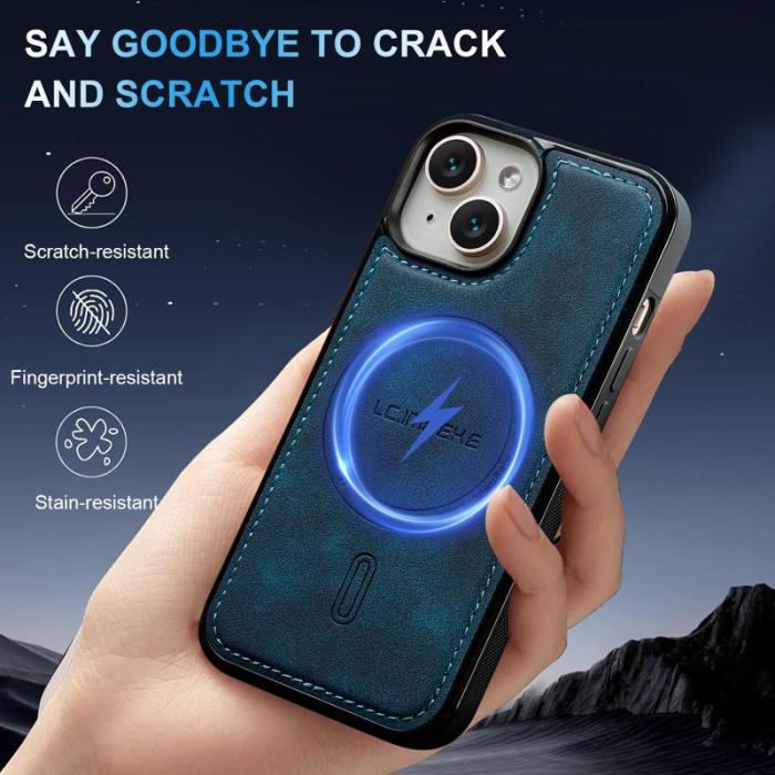 LC.imeeke - LC.IMEEKE L6 Fodral för iPhone 13 mini PU Läder - Blå