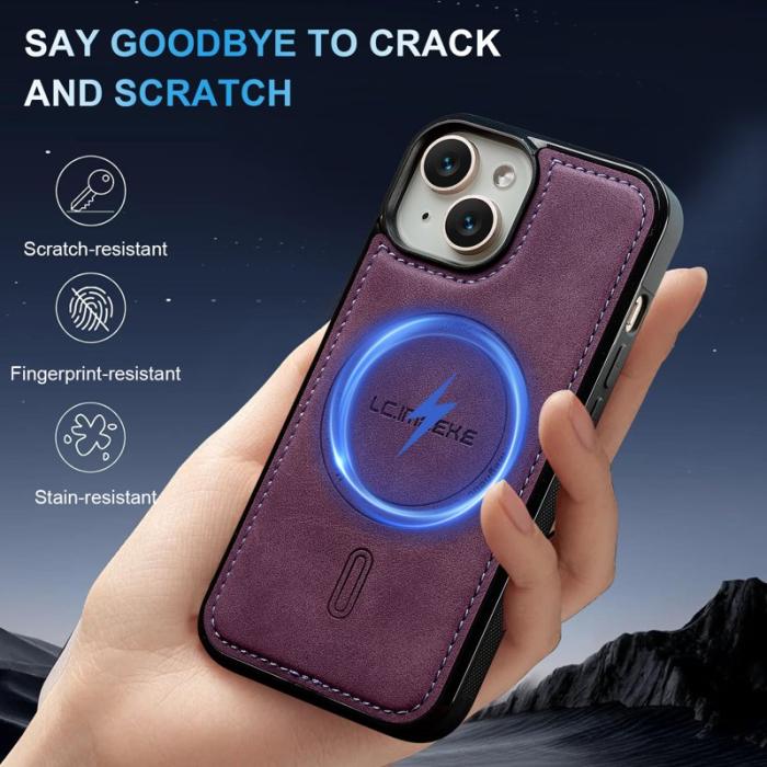 LC.imeeke - LC.IMEEKE L6 Fodral för iPhone 13 minKonstLäder - Lila