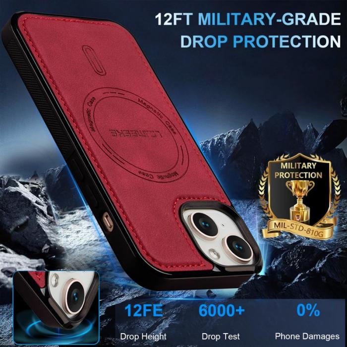 LC.imeeke - LC.IMEEKE L6 Fodral för iPhone 13 mini PU Läder - Röd