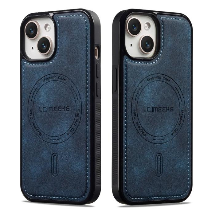 LC.imeeke - LC.IMEEKE L6 Fodral för iPhone 14/13 PU Läder - Blå