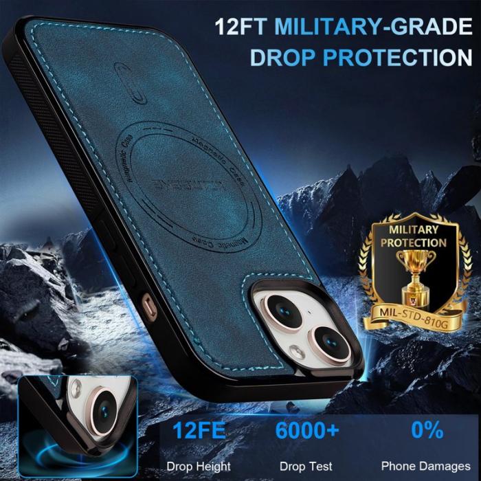 LC.imeeke - LC.IMEEKE L6 Fodral för iPhone 14/13 PU Läder - Blå