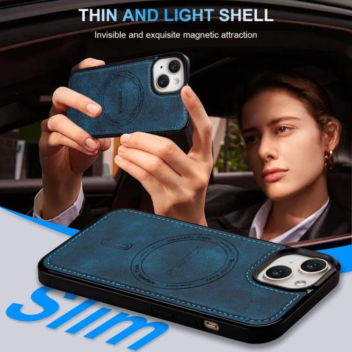 LC.imeeke - LC.IMEEKE L6 Fodral för iPhone 15 Plus - PU Läder - Blå