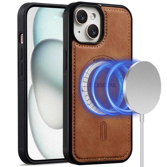 LC.imeeke - LC.IMEEKE L6 Fodral för iPhone 15 Plus - PU Läder - Brun