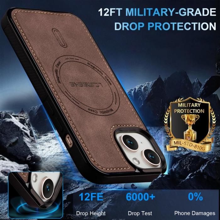 LC.imeeke - LC.IMEEKE L6 Fodral för iPhone 15 Plus - PU Läder - Coffee