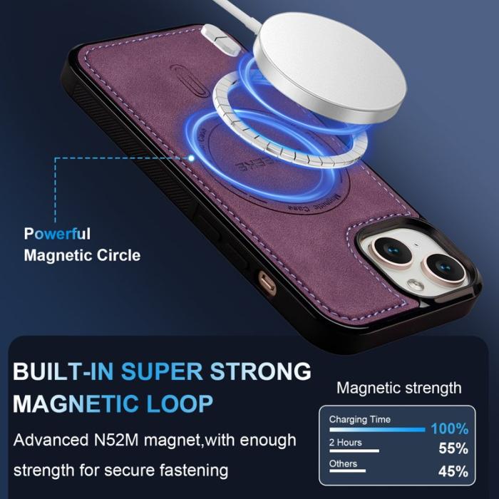 LC.imeeke - LC.IMEEKE L6 Fodral för iPhone 15 Plus - PU Läder - Lila