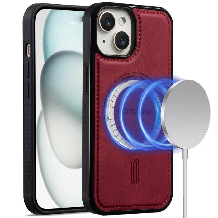 LC.imeeke - LC.IMEEKE L6 Fodral för iPhone 15 Plus PU Läder - Röd