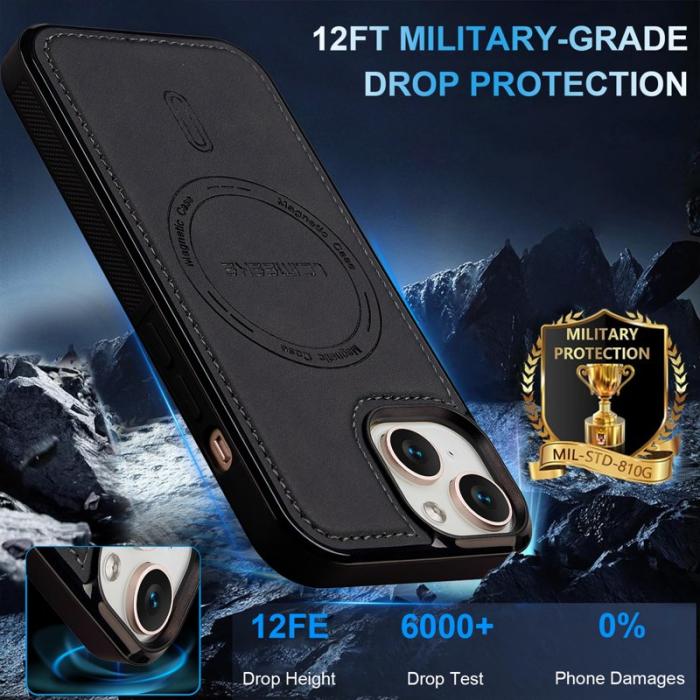 LC.imeeke - LC.IMEEKE L6 Fodral för iPhone 15 Plus PU Läder - Svart