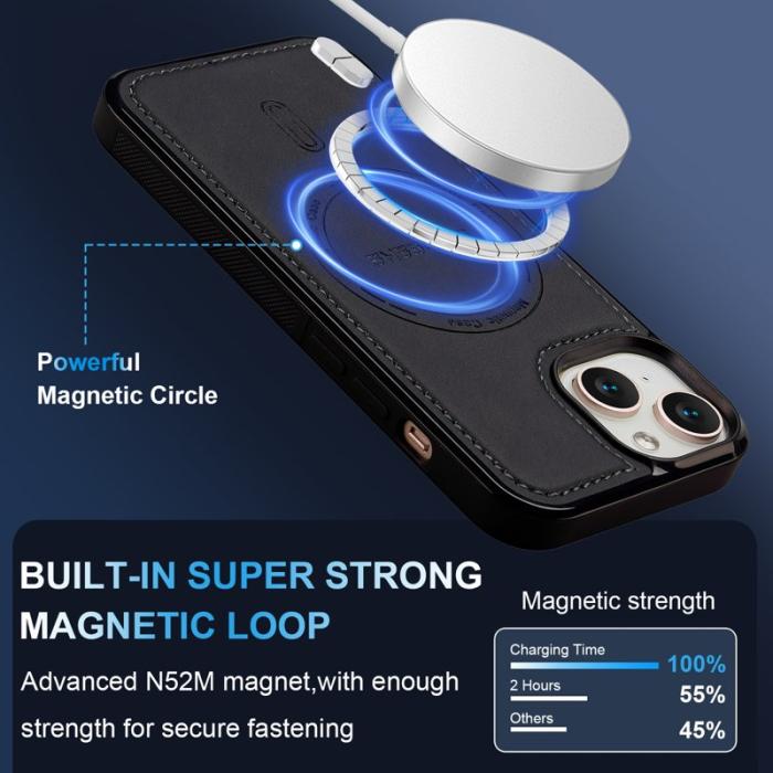 LC.imeeke - LC.IMEEKE L6 Fodral för iPhone 15 Plus PU Läder - Svart