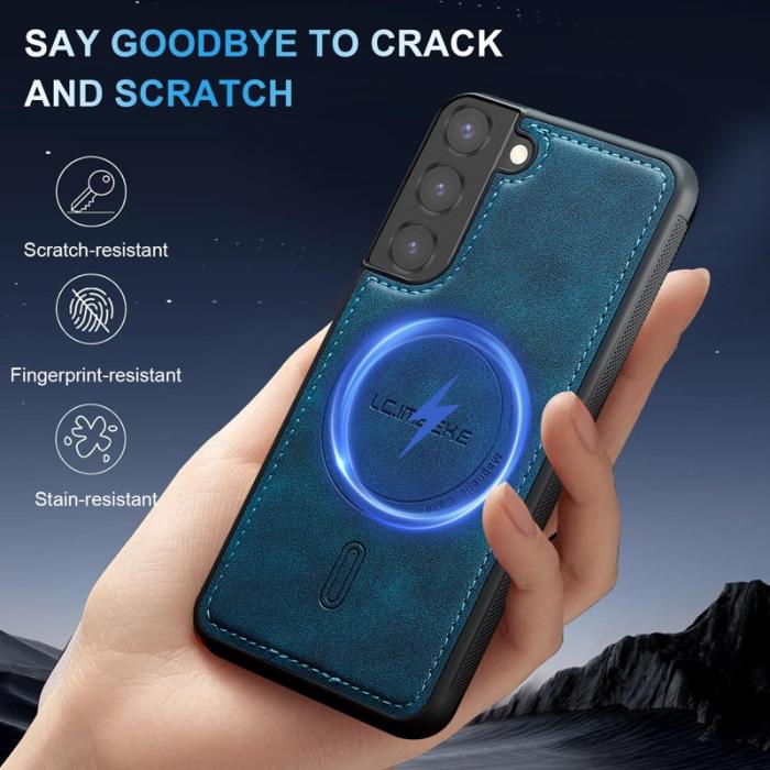 LC.imeeke - LC.IMEEKE L6 Fodral för Samsung Galaxy S21 FE 5G PU Läder - Blå