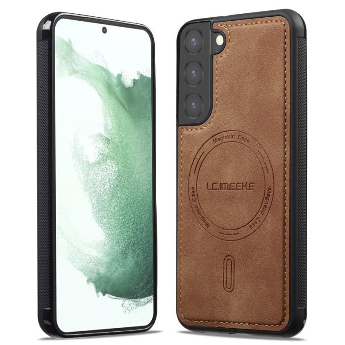 LC.imeeke - LC.IMEEKE L6 Fodral för Samsung Galaxy S21 FE 5G PU Läder - Brun