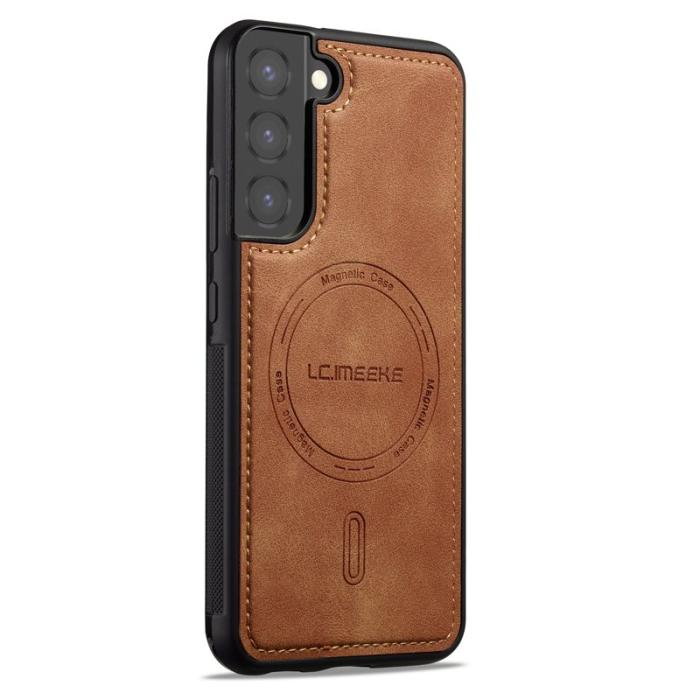 LC.imeeke - LC.IMEEKE L6 Fodral för Samsung Galaxy S21 FE 5G PU Läder - Brun