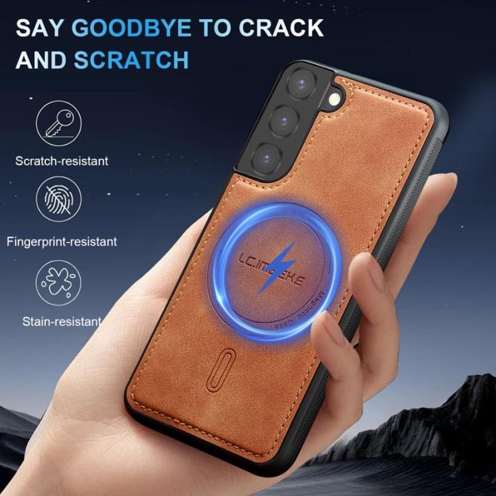 LC.imeeke - LC.IMEEKE L6 Fodral för Samsung Galaxy S21 FE 5G PU Läder - Brun