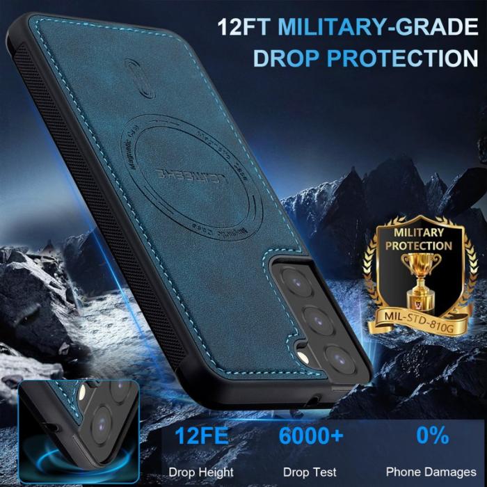 LC.imeeke - LC.IMEEKE L6 Fodral för Samsung Galaxy S22 5G PU Läder - Blå