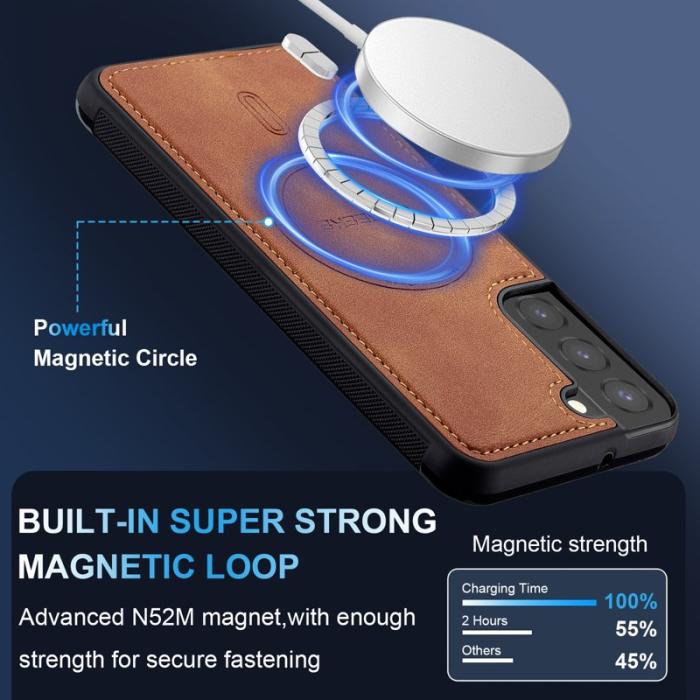 LC.imeeke - LC.IMEEKE L6 Fodral för Samsung Galaxy S22 5G PU Läder - Brun