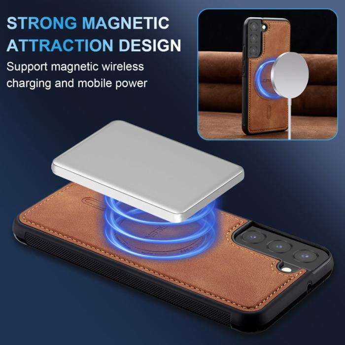 LC.imeeke - LC.IMEEKE L6 Fodral för Samsung Galaxy S22 5G PU Läder - Brun