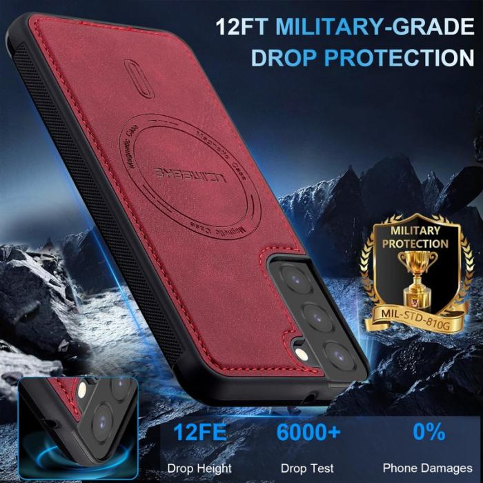 LC.imeeke - LC.IMEEKE L6 Fodral för Samsung Galaxy S22 5G PU Läder - Röd