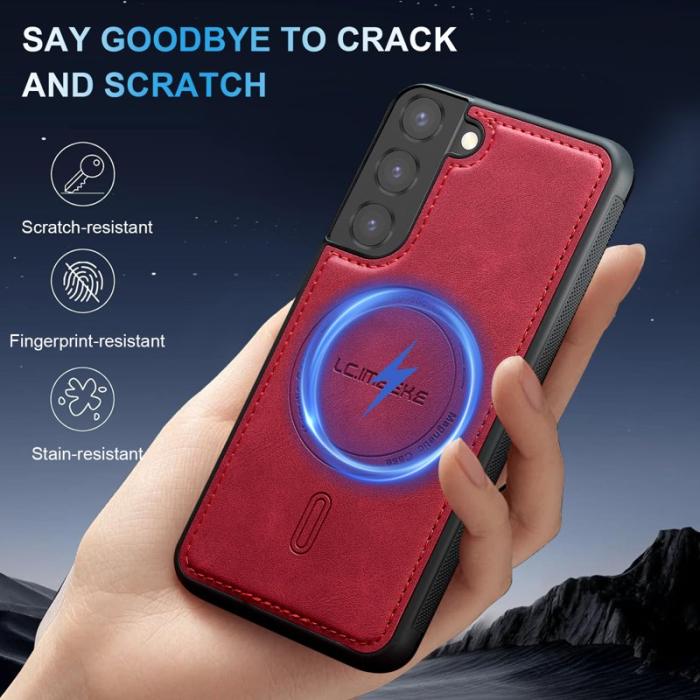 LC.imeeke - LC.IMEEKE L6 Fodral för Samsung Galaxy S22 5G PU Läder - Röd