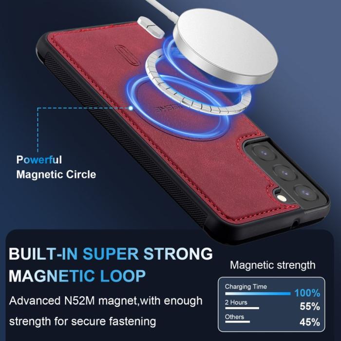 LC.imeeke - LC.IMEEKE L6 Fodral för Samsung Galaxy S22 5G PU Läder - Röd