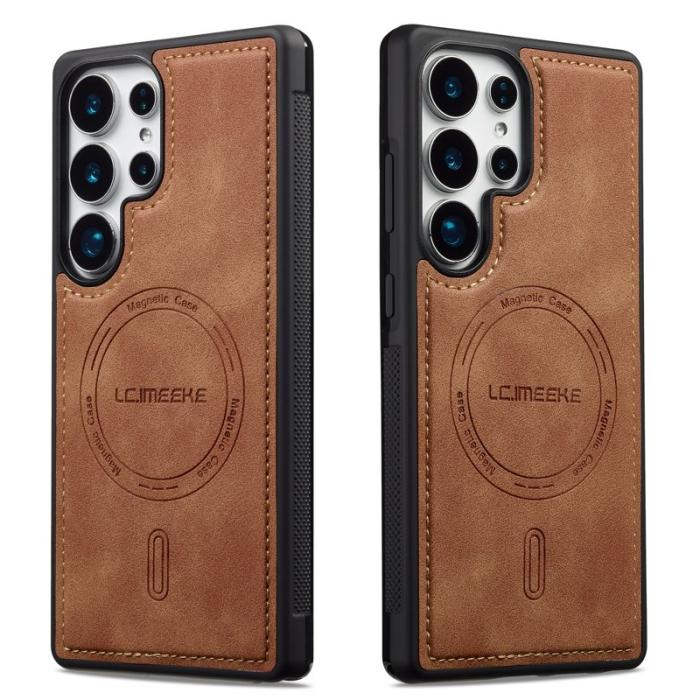 LC.imeeke - LC.IMEEKE L6 Fodral för Samsung Galaxy S22 Ultra KonstLäder - Brun