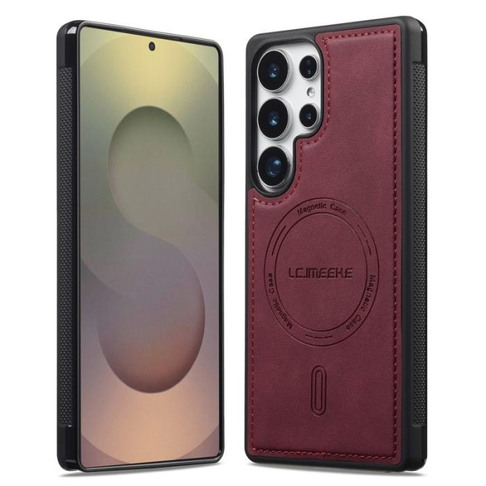 LC.imeeke - LC.IMEEKE L6 Fodral för Samsung Galaxy S22 Ultra PU Läder - Röd