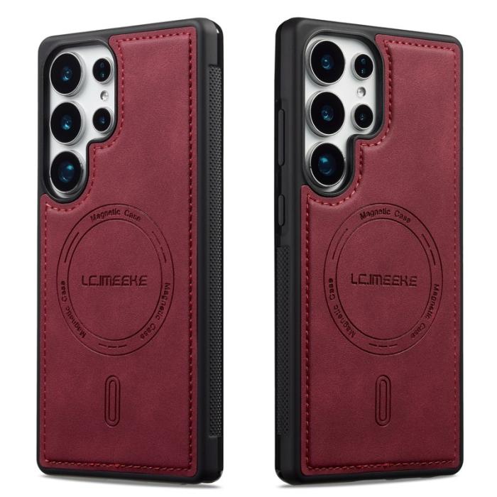 LC.imeeke - LC.IMEEKE L6 Fodral för Samsung Galaxy S22 Ultra PU Läder - Röd