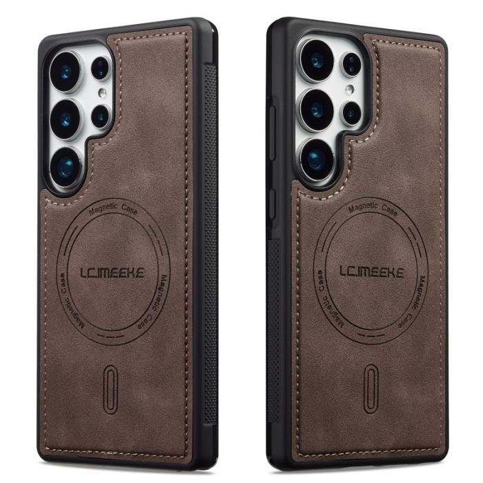 LC.imeeke - LC.IMEEKE L6 Fodral för Samsung Galaxy S23 Ultra - Äkta läder - Coffee