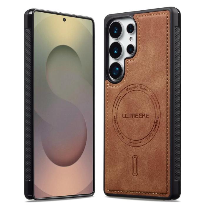 LC.imeeke - LC.IMEEKE L6 Fodral för Samsung Galaxy S24 Ultra PU Läder - Brun