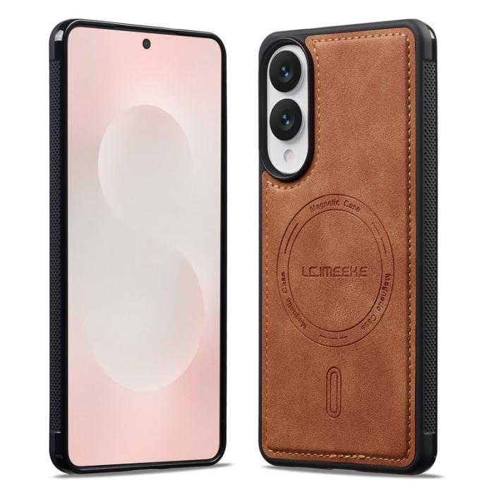 LC.imeeke - LC.IMEEKE L6 Fodral för Samsung Galaxy S25 Edge PU Läder - Brun