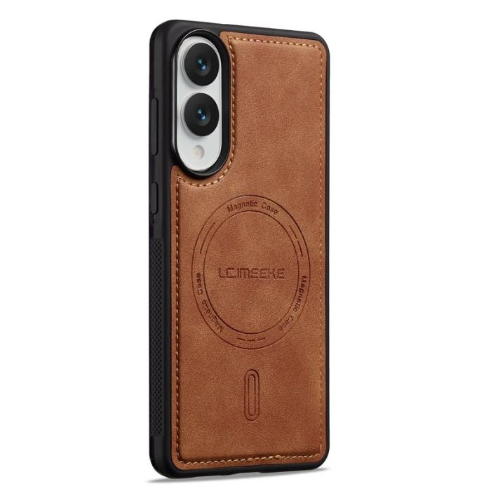 LC.imeeke - LC.IMEEKE L6 Fodral för Samsung Galaxy S25 Edge PU Läder - Brun