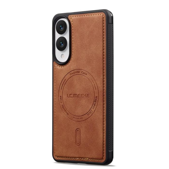 LC.imeeke - LC.IMEEKE L6 Fodral för Samsung Galaxy S25 Edge PU Läder - Brun