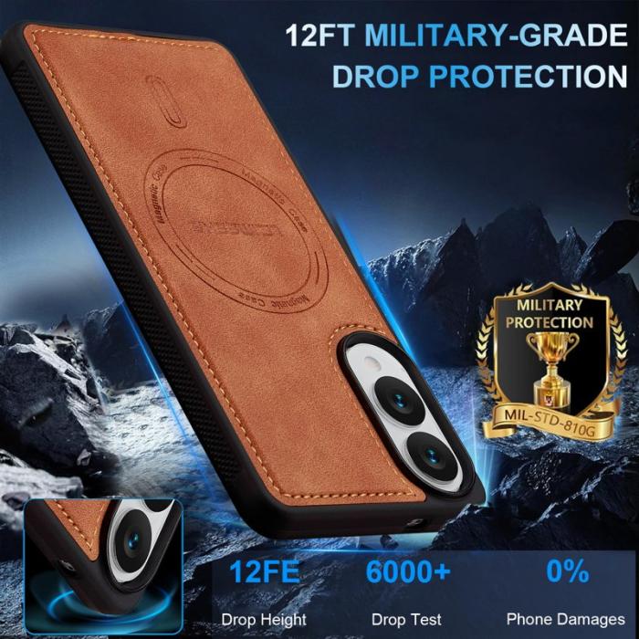 LC.imeeke - LC.IMEEKE L6 Fodral för Samsung Galaxy S25 Edge PU Läder - Brun