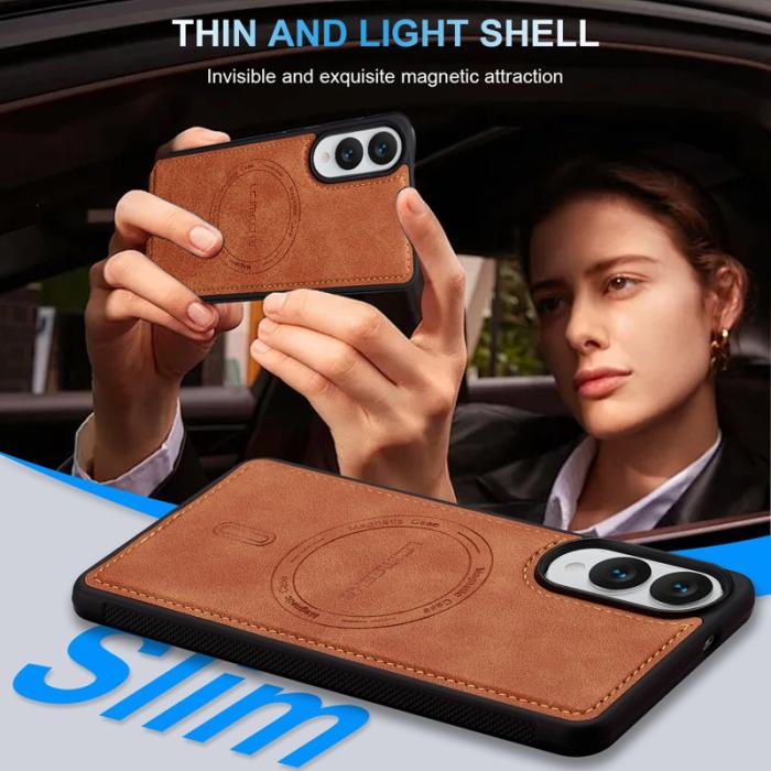 LC.imeeke - LC.IMEEKE L6 Fodral för Samsung Galaxy S25 Edge PU Läder - Brun