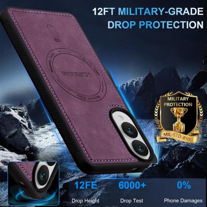 LC.imeeke - LC.IMEEKE L6 Fodral för Samsung Galaxy S25 Edge PU Läder - Lila