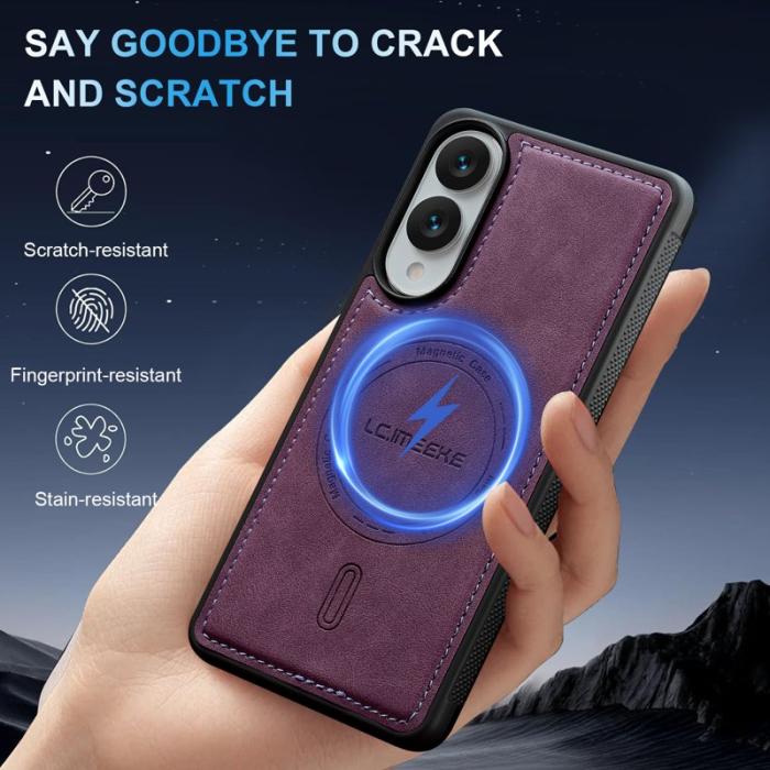 LC.imeeke - LC.IMEEKE L6 Fodral för Samsung Galaxy S25 Edge PU Läder - Lila