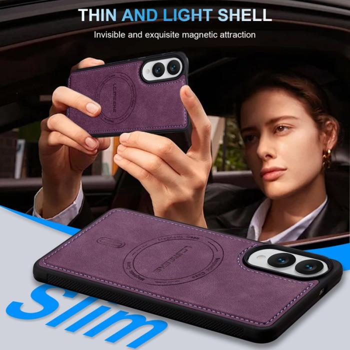 LC.imeeke - LC.IMEEKE L6 Fodral för Samsung Galaxy S25 Edge PU Läder - Lila