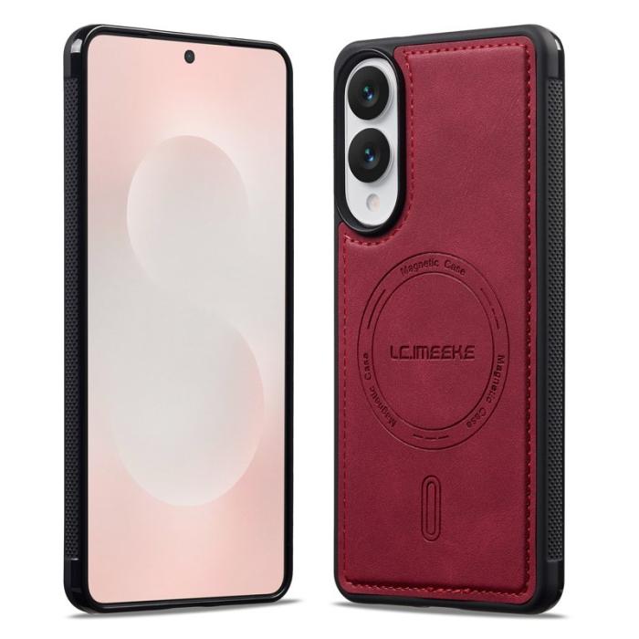 LC.imeeke - LC.IMEEKE L6 Fodral för Samsung Galaxy S25 Edge PU Läder - Röd