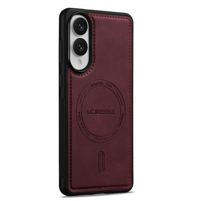 LC.imeeke - LC.IMEEKE L6 Fodral för Samsung Galaxy S25 Edge PU Läder - Röd