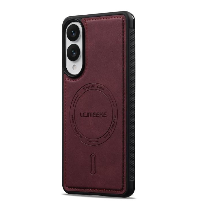 LC.imeeke - LC.IMEEKE L6 Fodral för Samsung Galaxy S25 Edge PU Läder - Röd