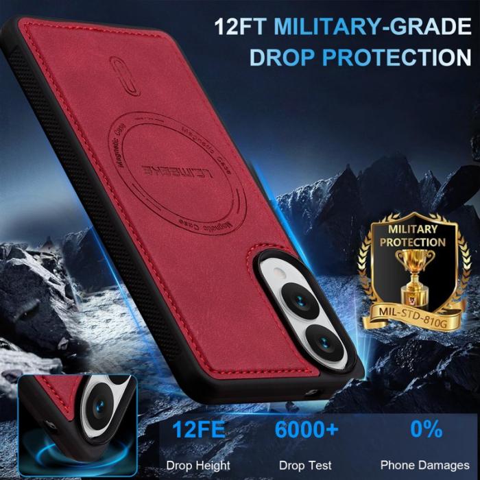 LC.imeeke - LC.IMEEKE L6 Fodral för Samsung Galaxy S25 Edge PU Läder - Röd