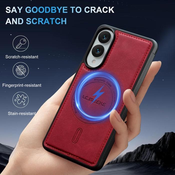 LC.imeeke - LC.IMEEKE L6 Fodral för Samsung Galaxy S25 Edge PU Läder - Röd